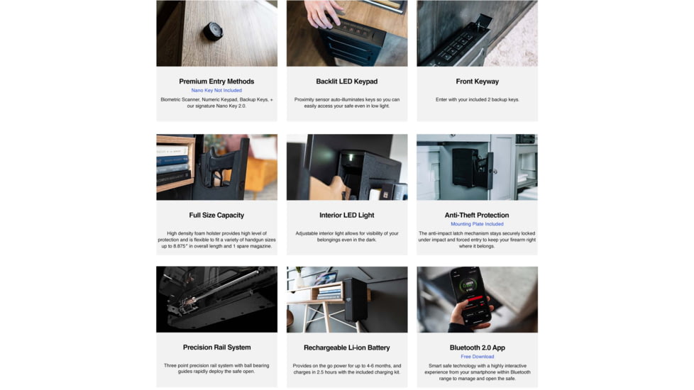 Vaultek Safe SR20i Biometric and Bluetooth 2.0 Slider Safe, Black, SR20i-BK