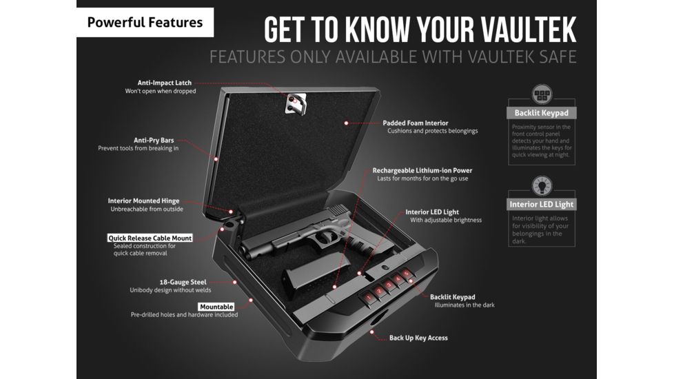 DEMO, Vaultek Safe Essential Series VE10 Safe, Black, VE10-BK