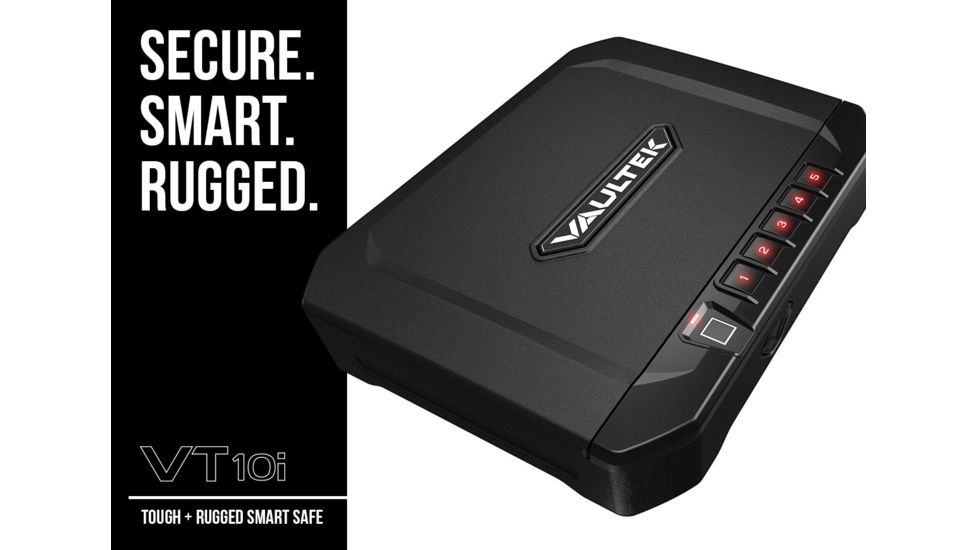 Vaultek Safe VT10i Biometric Bluetooth Smart Safe w/ Auto-Open Lid, Rechargeable Battery, Black, VT10i-BK
