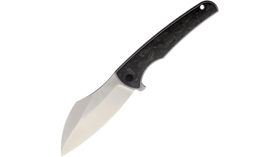 VDK Knives Vice Framelock Folding Knife, Gray, Gray titanium handle with Marbled carbon fiber inl, VDK029