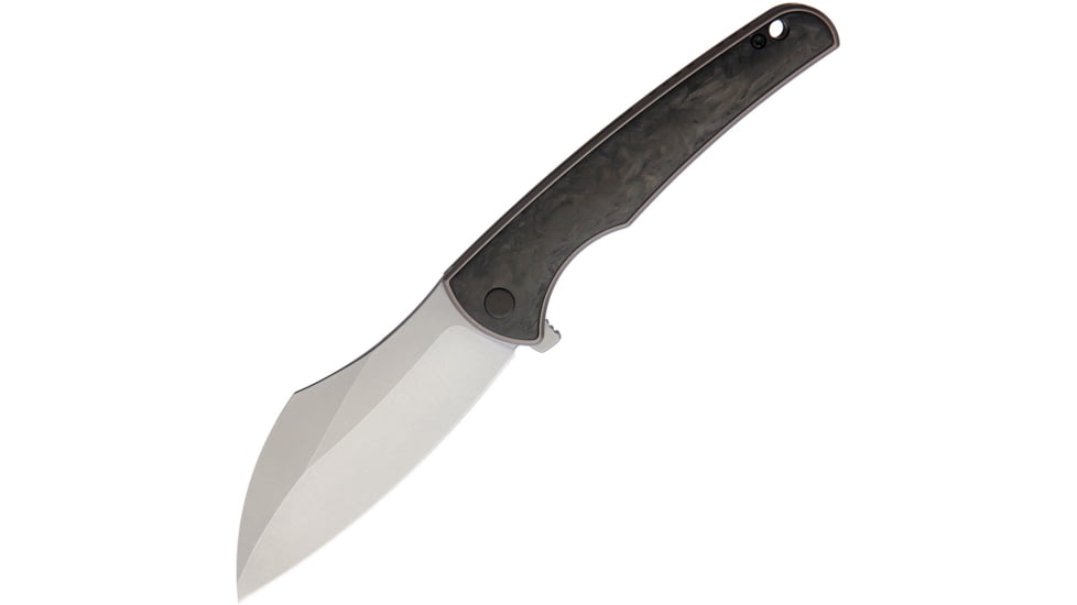 VDK Knives Vice Framelock Folding Knife, Gray titanium handle with Marbled carbon fiber inl, VDK043