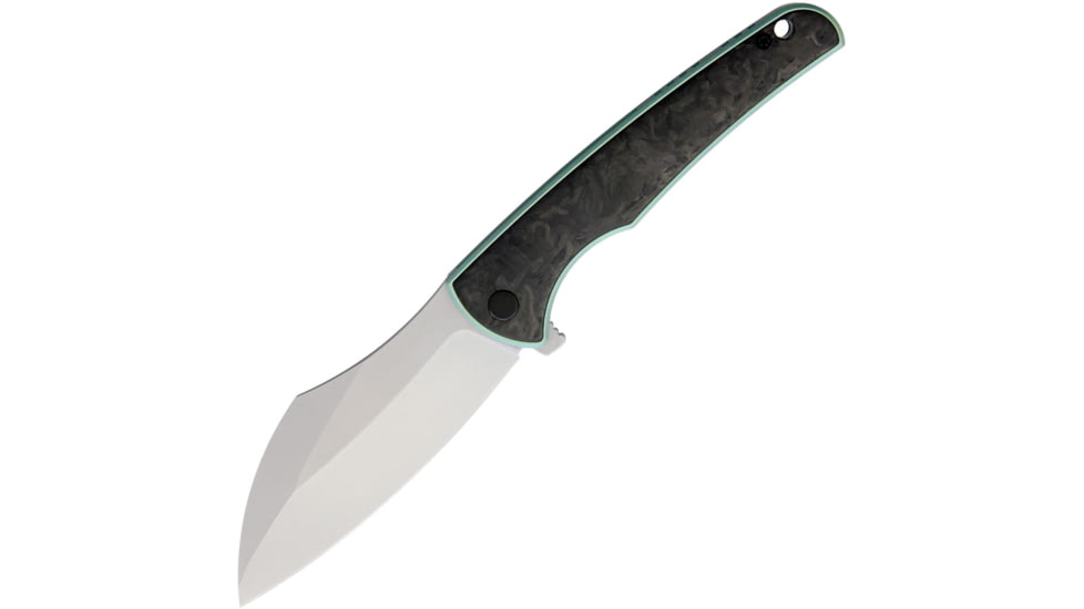 VDK Knives Vice Framelock Folding Knife, Green, Green titanium handle with Marbled carbon fiber in, VDK031