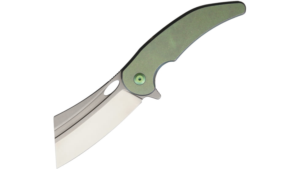 VDK Knives War Admiral Framelock Folding Knife, Green stonewash finish titanium handle, VDK017