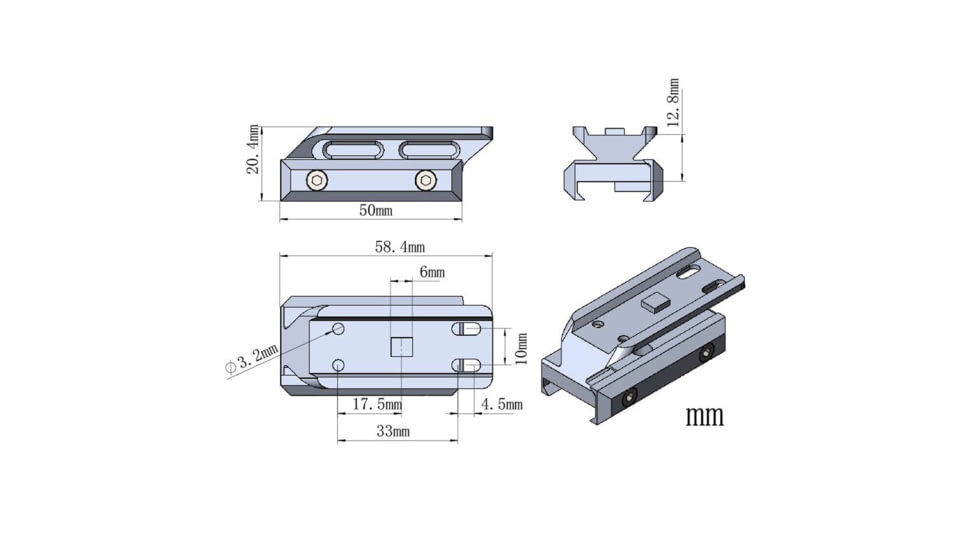 Vector Optics 0.5in Profile Cantilever Picatinny Riser Mount, Black, MAV-P05