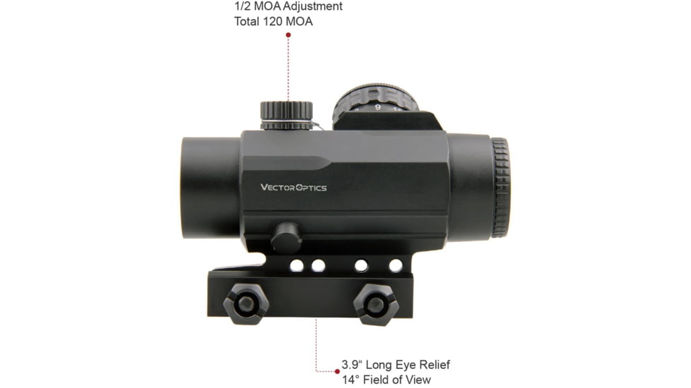Vector Optics Calypos Prismatic Scope, 1x30mm, Second Focal Plane, VEP-ROD Illuminated Reticle, 6061-T6, Black, SCOC-25