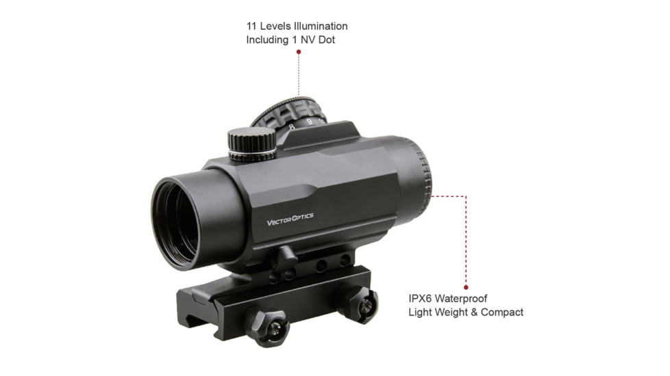 Vector Optics Calypos Prismatic Scope, 1x30mm, Second Focal Plane, VEP-ROD Illuminated Reticle, 6061-T6, Black, SCOC-25