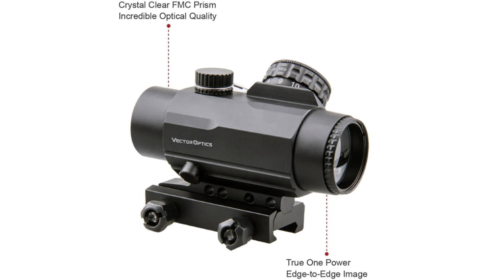 Vector Optics Calypos Prismatic Scope, 1x30mm, Second Focal Plane, VEP-ROD Illuminated Reticle, 6061-T6, Black, SCOC-25