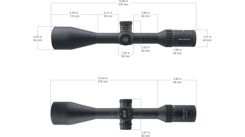 Vector Optics Continental x8 3-24x56 30 mm Tube ED Tactical Long Range Rifle Scope, Second Focal Plane