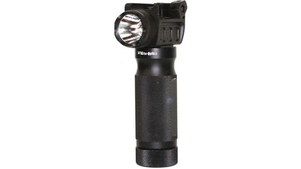 Vector Optics Cyclops Vertical Foregrip w/ Integrated Weapon Light, 2 x Rechargeable 16340, CREE Q5 LED, 180-200 Lumens, Titanium Black, SCFL-08