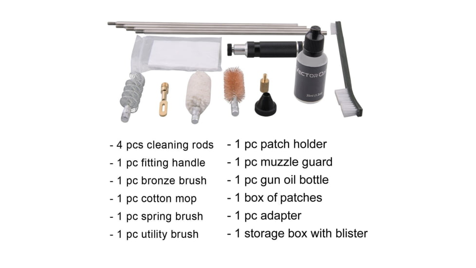 Vector Optics Gun Cleaning Kit, Shotgun, 12 GA, Black, SCCK-08