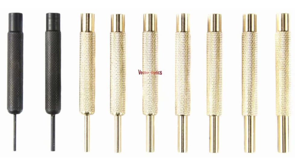 Vector Optics Gun Smith Punch Tool Kit, 9 Pieces, Brass/ Stainless Steel, Black/Brass, SCOT-46