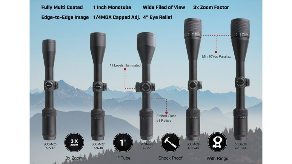 Vector Optics Matiz 2-7x32mm Rifle Scope, 25.4 mm, SFP, Duplex, Nitrogen Purged, Black, SCOM-26