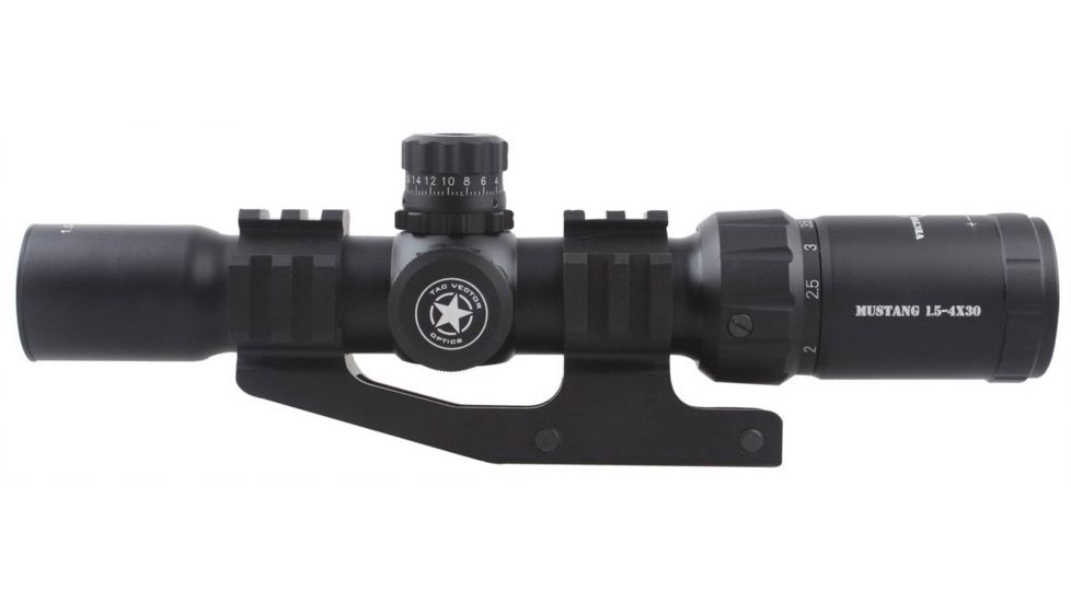 Vector Optics Mustang 1.5-4x30mm Rifle Scope, Chevron Reticle, Black SCOC-02