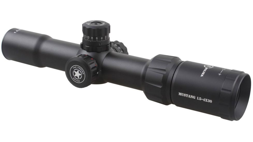 Vector Optics Mustang 1.5-4x30mm Rifle Scope, Chevron Reticle, Black SCOC-02
