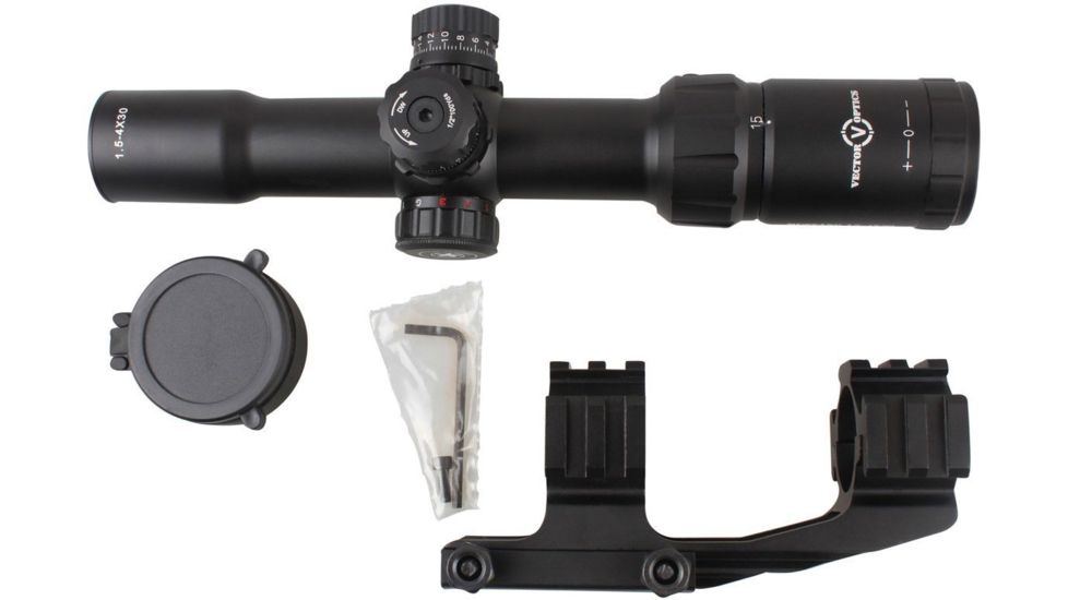 Vector Optics Mustang 1.5-4x30mm Rifle Scope, Chevron Reticle, Black SCOC-02