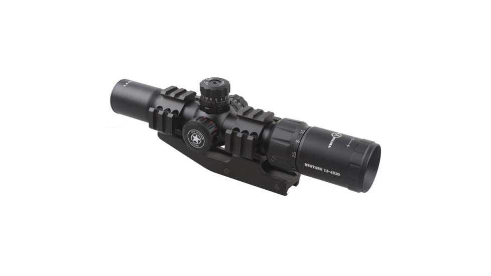 Vector Optics Mustang 1.5-4x30mm Rifle Scope, Chevron Reticle, Black, SCOC-02