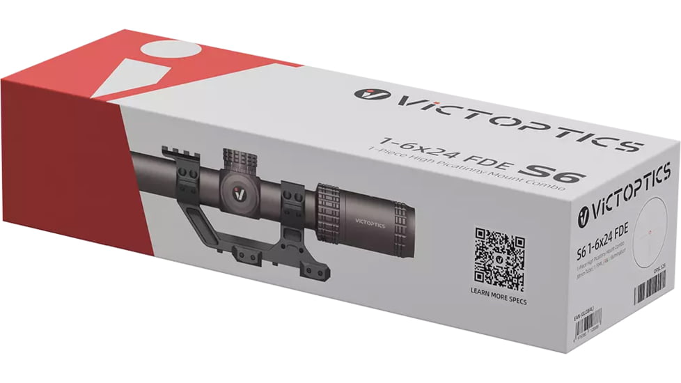 Vector Optics VictOptics S6 1-6x24 30mm Tube LPVO Rifle Scope w/ 1- Piece Extreme High Picatinny AR Mount Kit, Second Focal Plane