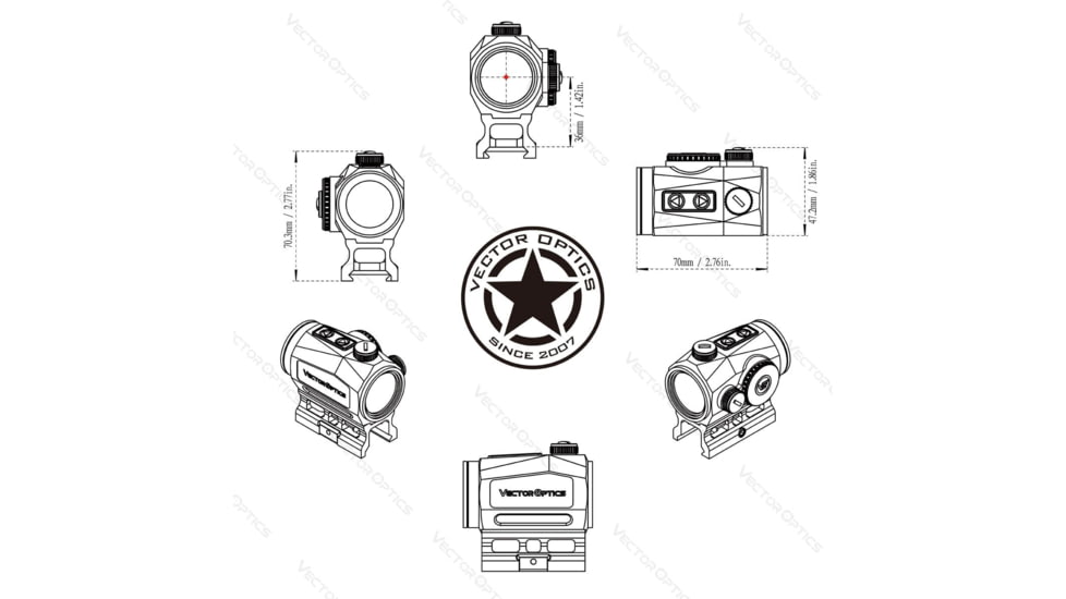 Vector Optics Scrapper 1x25 GenII Red Dot Sight, 2 MOA Dot, Black Matte, SCRD-46