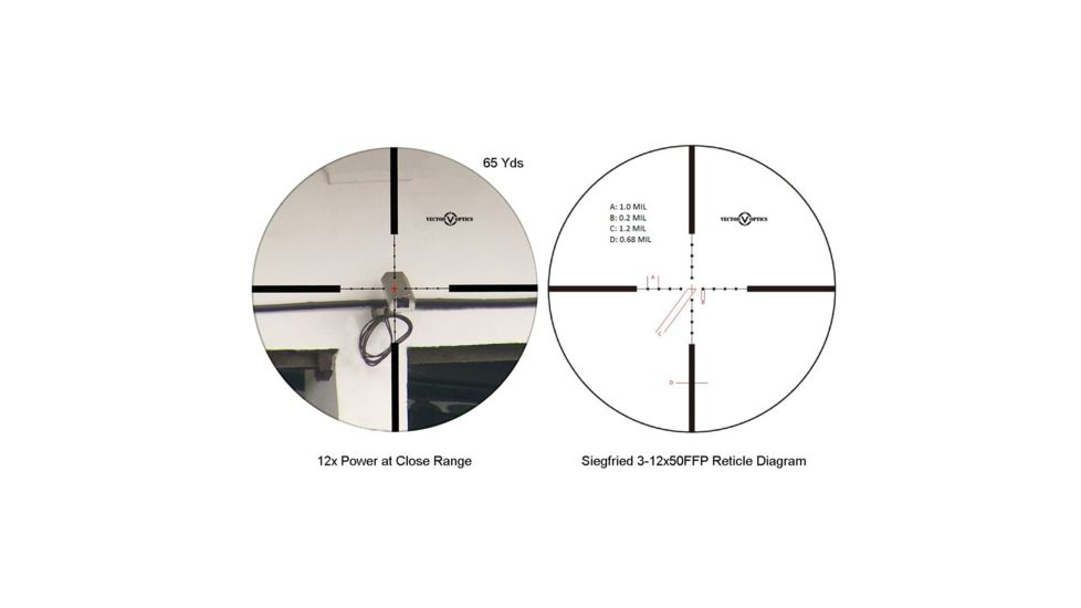 Vector Optics Siegfried Rifle Scope, 3-12x50mm, 34mm First Focal Plane Etched MIL, Black, SCFF-09