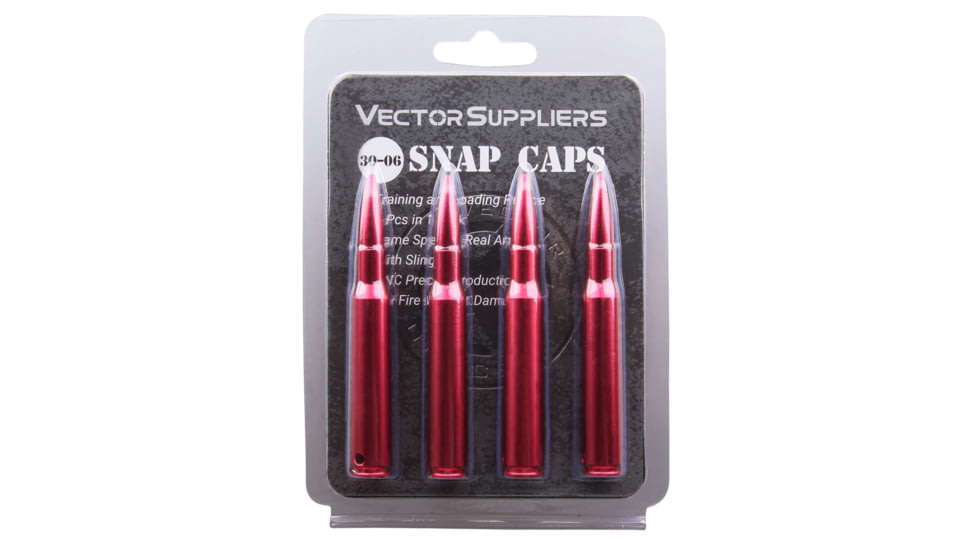Vector Optics Snap Caps, Rifle, .30-06 Springfield, 4 Rounds/ Pack, w/ Sling, Red, SCSC-06