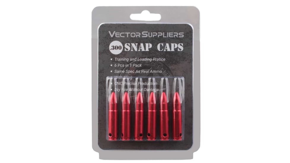 Vector Optics Snap Caps, Rifle, .300 AAC Blackout, 6 Rounds/ Pack, w/ Sling, Red, SCSC-03