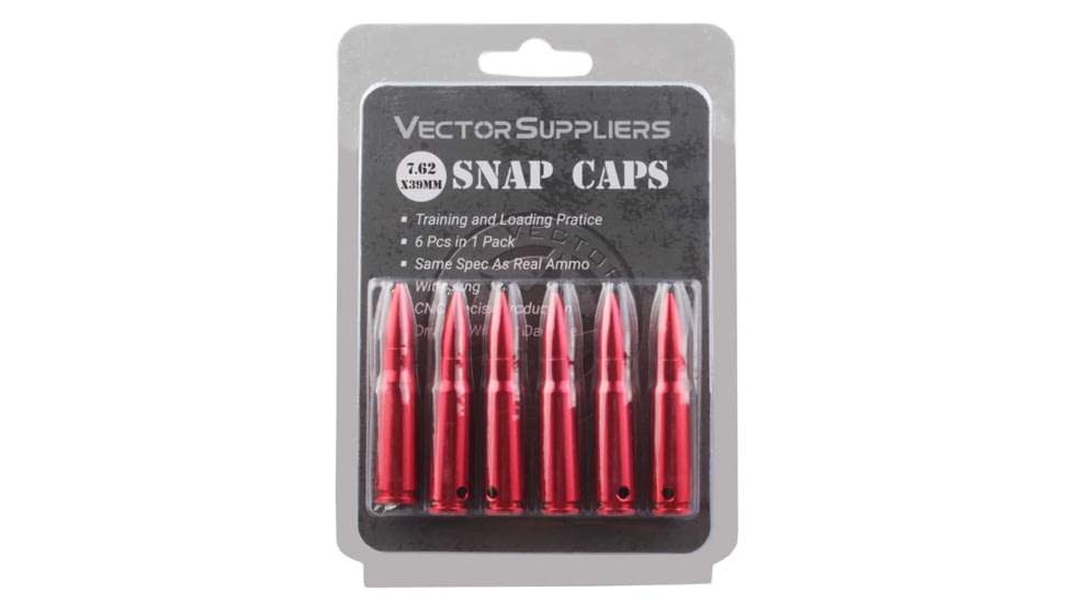 Vector Optics Snap Caps, Rifle, 7.62x39mm, 6 Rounds/ Pack, w/ Sling, Red, SCSC-02
