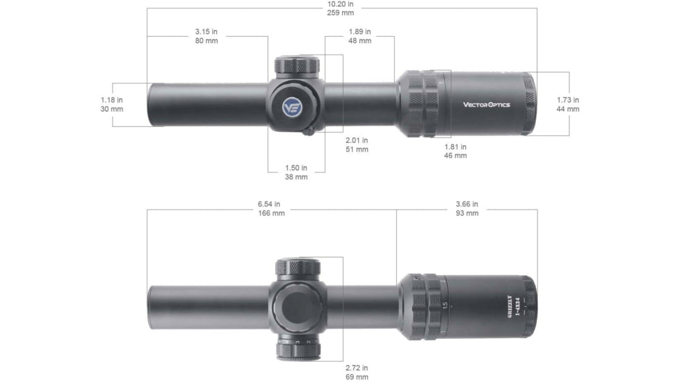 Vector Optics Grizzly 1-4x24mm 30mm Tube Rifle Scope, Second Focal Plane