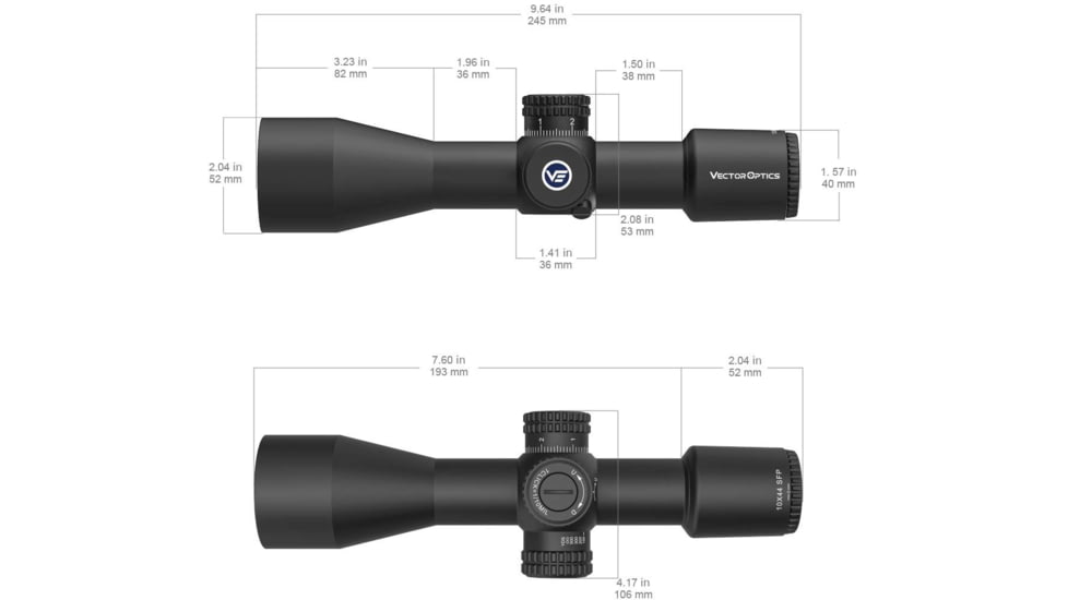 Vector Optics Veyron 10x44mm 30mm Tube Rifle Scope, Second Focal Plane
