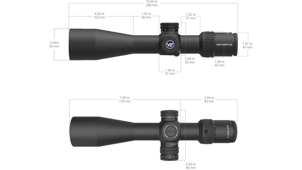 Vector Optics Veyron 4-16x44mm 30mm Tube Rifle Scope, Second Focal Plane