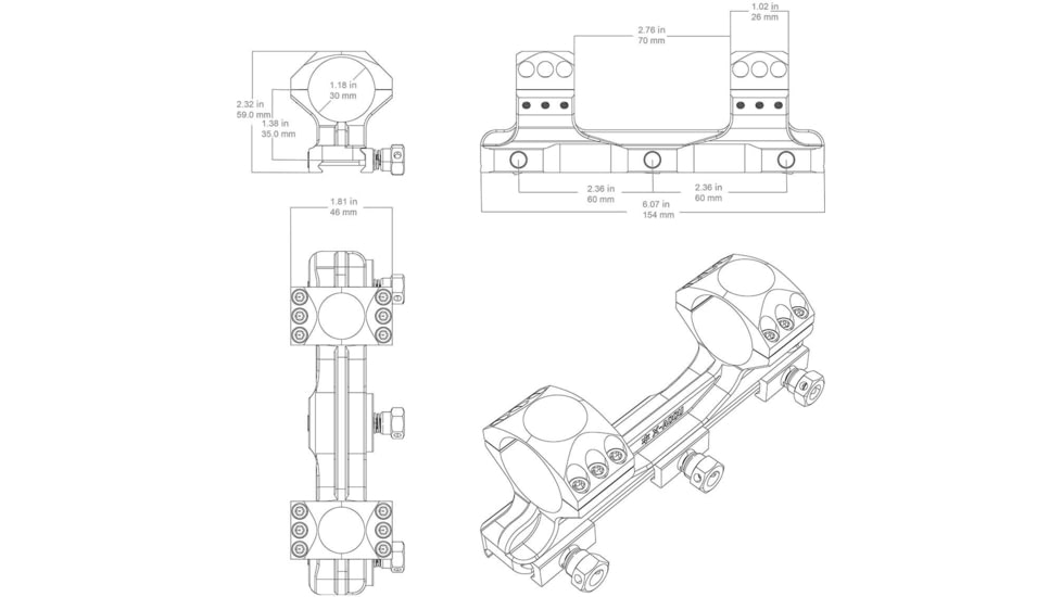 Vector Optics X-Accu One Piece High Profile Picatinny Mount, 30mm