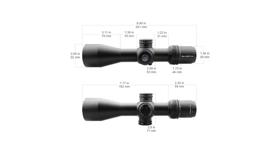 Vector Optics Veyron Rifle Scope, 3-12x44mm, First Focal Plane, 30mm Tube, MPR-4 Non-Illuminated Reticle, 6061-T6, Black, SCFF-21