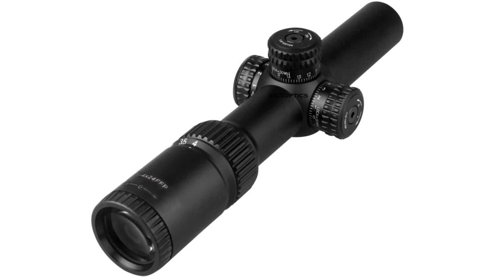 VictOptics Rifle Scope, 1-4x24mm, First Focal Plane, 1-inch Tube, VIR-01 Red/ Green Illuminated Reticle, 6061-T6, Black, FFSL01