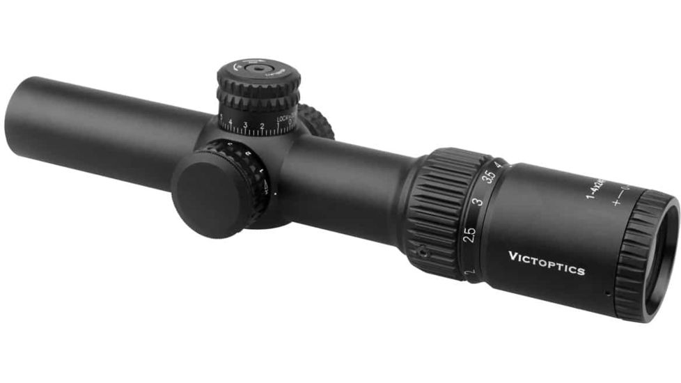 VictOptics Rifle Scope, 1-4x24mm, First Focal Plane, 1-inch Tube, VIR-01 Red/ Green Illuminated Reticle, 6061-T6, Black, FFSL01