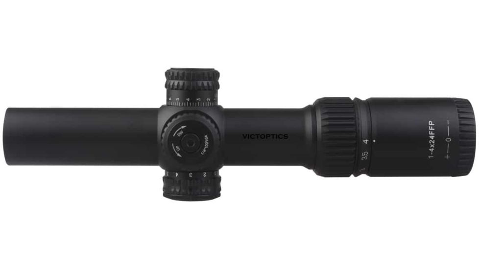 VictOptics Rifle Scope, 1-4x24mm, First Focal Plane, 1-inch Tube, VIR-01 Red/ Green Illuminated Reticle, 6061-T6, Black, FFSL01