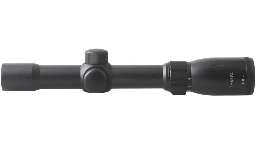 VictOptics Rifle Scope, 1-4x24mm, Second Focal Plane, 1-inch Tube, Mil-Dot Non-Illuminated Reticle, 6061-T6, Black, OPSL03