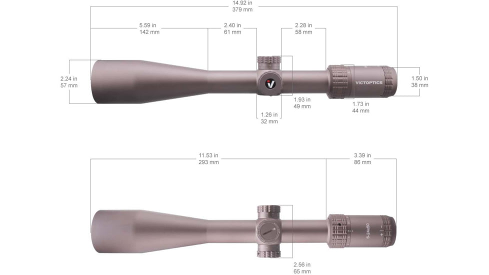 EDEMO Vector Optics Victoptics S4 Rifle Scope, 6-24x50mm, 30mm Tube, FFP, VIS-FMIL Etched Glass Reticle, Coyote FDE, Black, OPSL27, EDEMO2