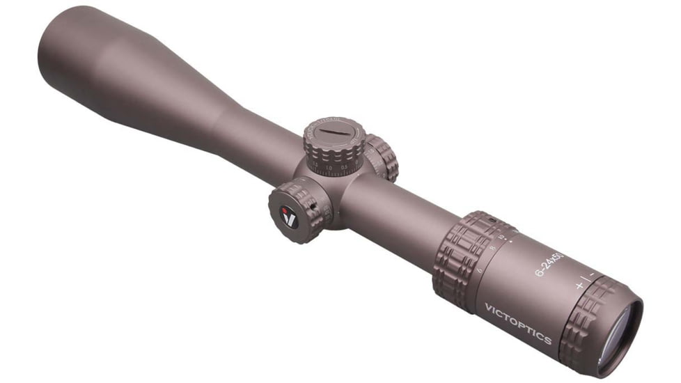 EDEMO Vector Optics Victoptics S4 Rifle Scope, 6-24x50mm, 30mm Tube, FFP, VIS-FMIL Etched Glass Reticle, Coyote FDE, Black, OPSL27, EDEMO2