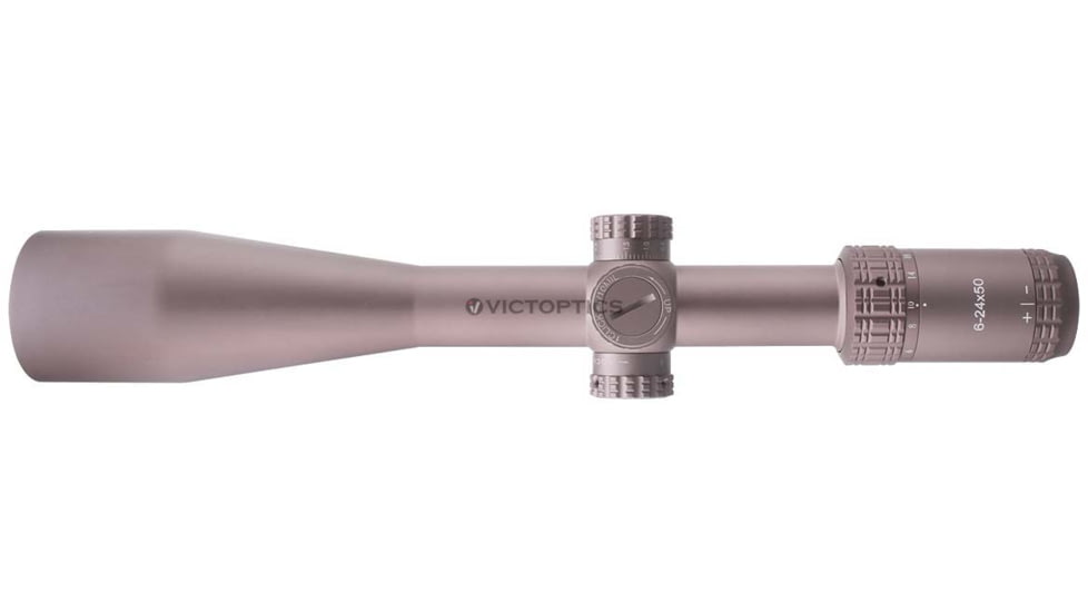 EDEMO Vector Optics Victoptics S4 Rifle Scope, 6-24x50mm, 30mm Tube, FFP, VIS-FMIL Etched Glass Reticle, Coyote FDE, Black, OPSL27, EDEMO2