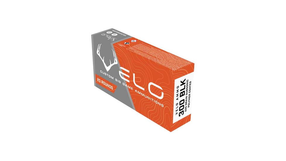 VELO .300 AAC Blackout 225 Grain Compound/ Polymer Brass Cased Rifle Ammo, 20 Rounds, M300CSBM225V-B