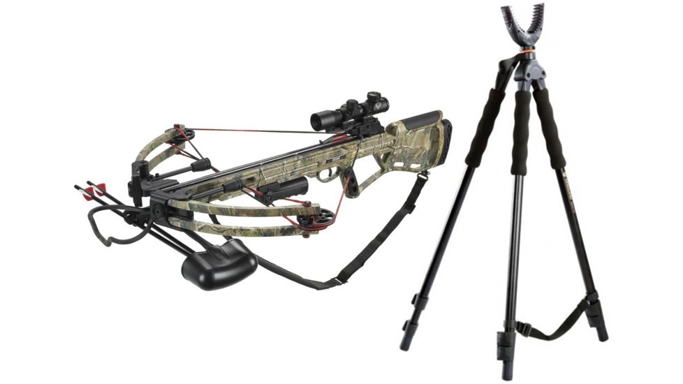 Velocity Defiant Crossbow, Package Reaper Buck Camo 150lb, XB-350 W/ Vanguard Quest Tripod