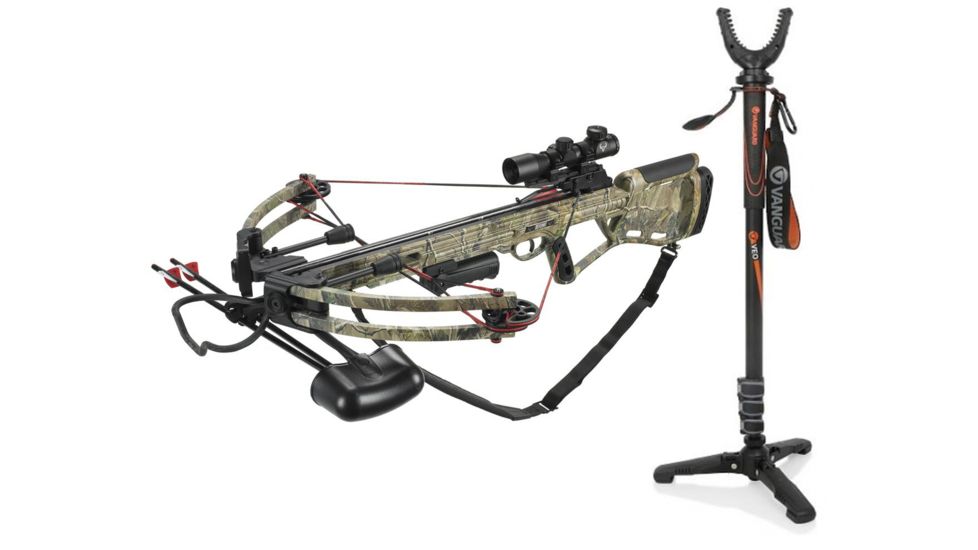 Velocity Defiant Crossbow, Package Reaper Buck Camo 150lb, XB-350 W/ Vanguard Veo Shooting Stick