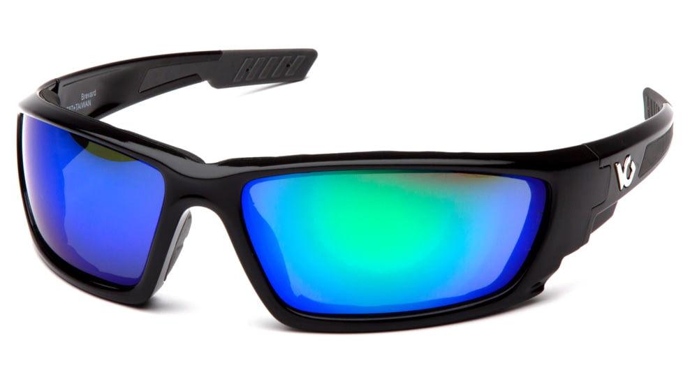 Venture Gear Brevard Safety Glasses - Green Mirror Anti-Fog Lens, Shiny Black Frame, VGSB1057DT