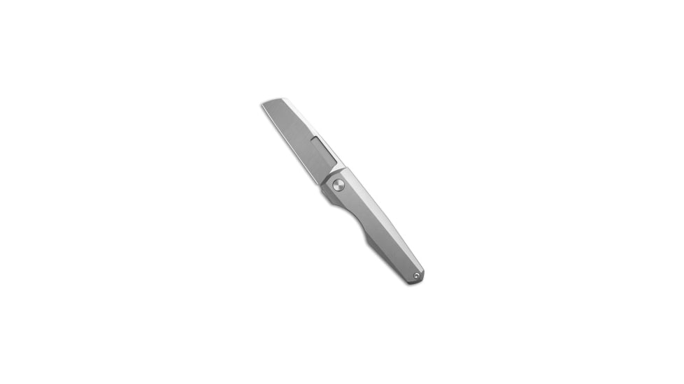 Vero Engineering Neuron Non-Flipper Folding Knife, 2.76in, Bohler M390 Stainless Steel, Sheepsfoot Blade, Titanium, Gray Handle, Belt Satin, Gray/Gray, 6.30 inch, BHQ-209219