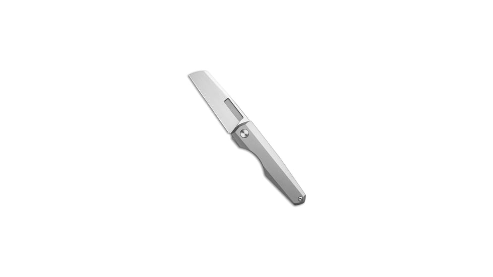 Vero Engineering Neuron Non-Flipper Folding Knife, 2.76in, Bohler M390 Stainless Steel, Sheepsfoot Blade, Titanium, Gray Handle, Hand Satin, Gray/Gray, 6.30 inch, BHQ-209222