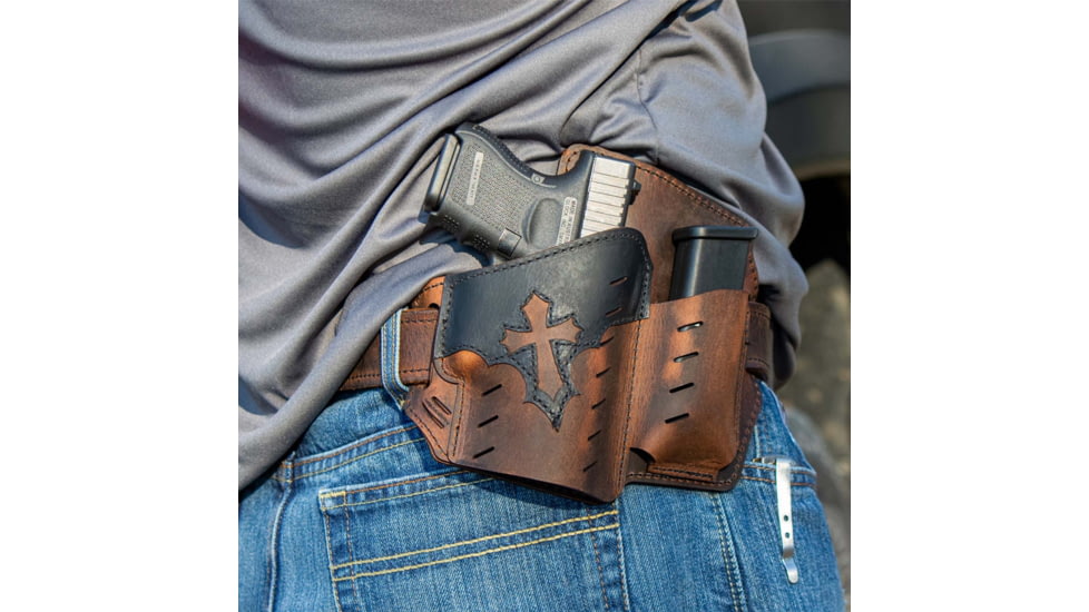 Versacarry Guardian Holster - Arc Angel Design - OWB - Mag Pouch - Brown Base/Black Patch - Size 1 - Left Hand, UGMA1BRNL