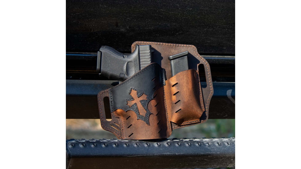 Versacarry Guardian Holster - Arc Angel Design - OWB - Mag Pouch - Brown Base/Black Patch - Size 1 - Left Hand, UGMA1BRNL