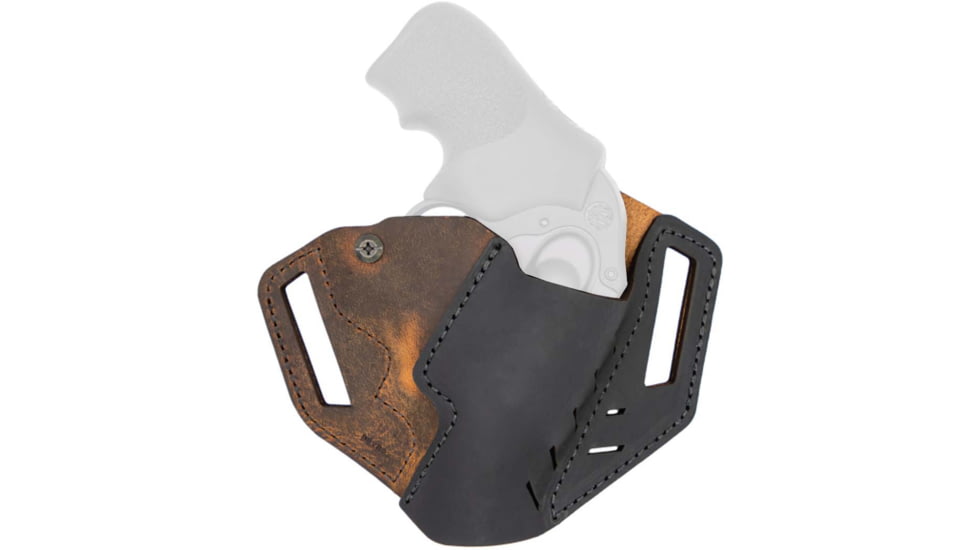 Versacarry Revolver Holster - OWB - Brown Base/Black Patch - Left Hand - Sp101/S&amp;W J Frame/Ruger Lcr, REV201L