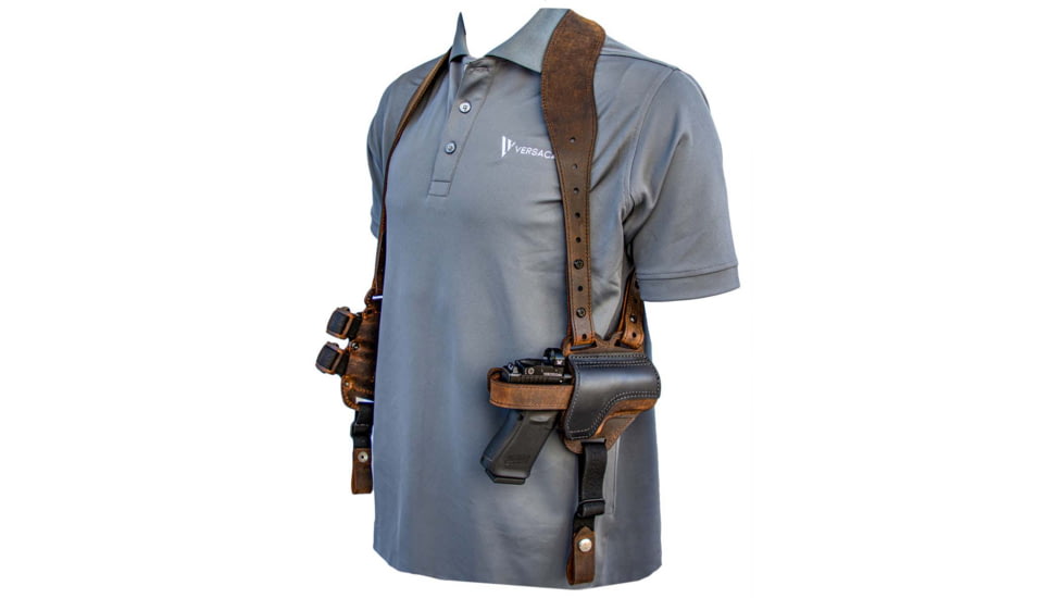 Versacarry Shoulder Holster Deluxe - Thumb Break - Brown Base/Black Patch - Size 1, SH21
