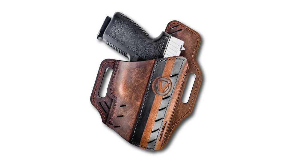 VersaCarry Underground Premium Guardian OWB Holster, Formula 1, Water Buffalo Leather, Black/Distressed Brown, Subcompact UGF3BRN