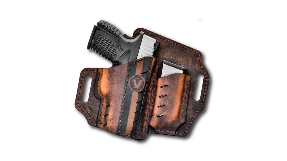 VersaCarry Underground Premium Guardian OWB Holster w/Mag Pouch, Formula 1, Water Buffalo Leather, Black/Distressed Brown, 1911/Micro UGMF2BRN